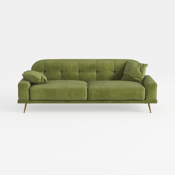 Modern Upholstered 2-Seater Loveseat with Metal