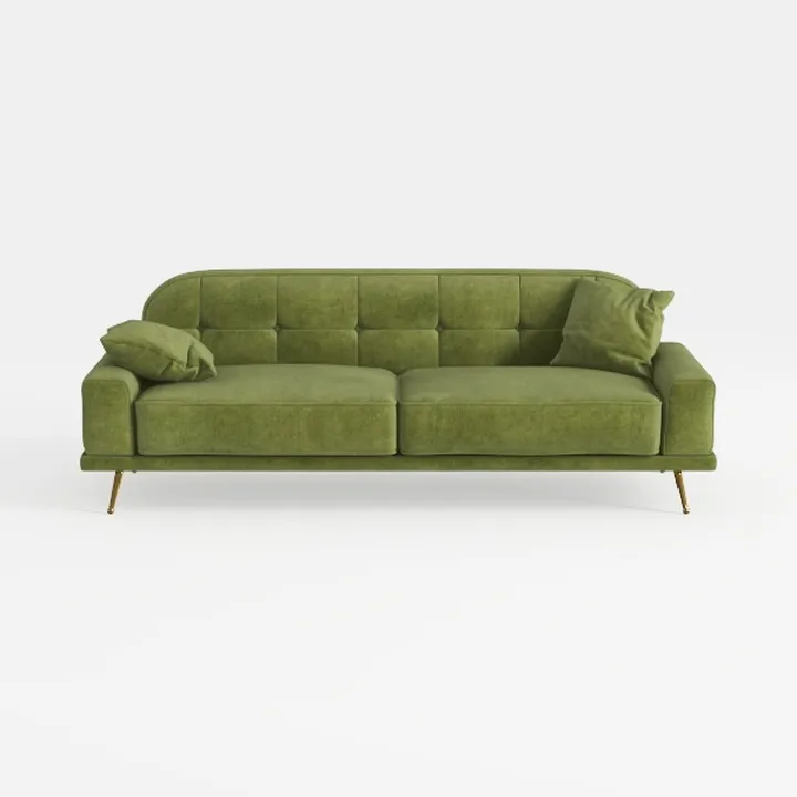 Modern Upholstered 2-Seater Loveseat with Metal