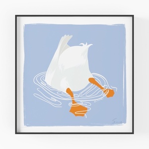 Minimalist Funny Duck Swimming Wall Art Print 3D Model
