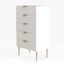 Modern Fluted White Wood Gold Metal Accent Tall Dresser 3D Model Left 45 Degree View