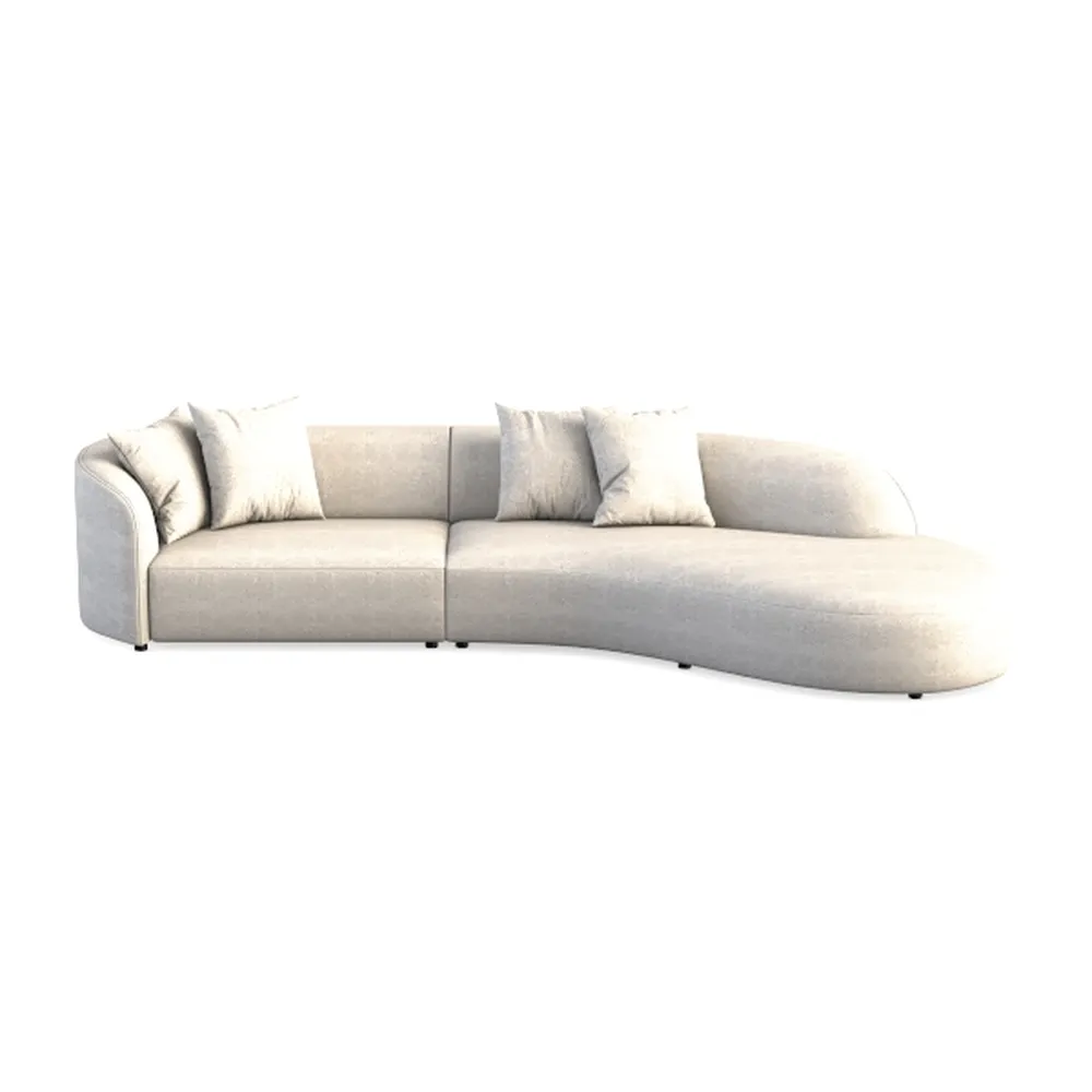 124.8" Modern Curved Sofa Couch, Upholstery Boucle