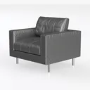Modern Minimalist Black Leather Armchair 3D Model Left 45 Degree View