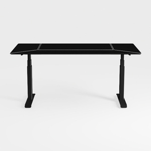Modern Black Metal Solid Wood Adjustable Gaming Desk 3D Model