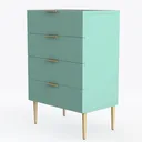 Green Dresser for Bedroom, 8 Drawer Double Dresser Left 45 Degree View