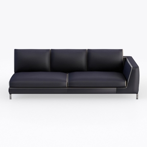 Modern Black Leather Metal Right Facing Sectional Sofa 3D Model