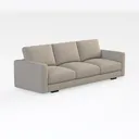 Minimalist Fabric Three Seater Sofa Modern Living Room Furniture 3D Model Right 45 Degree View