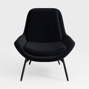 Modern Black Fabric Upholstered Accent Armchair 3D Model