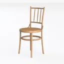 Minimalist Solid Wood Rattan Dining Chair 3D Model Left 45 Degree View