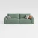 Minimalist Sage Green Fabric Sofa With Decorative Throw Pillows 3D Model Front View