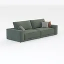 Minimalist Sage Green Fabric Sofa With Decorative Throw Pillows 3D Model Right 45 Degree View