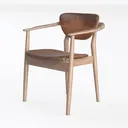 Minimalist Solid Wood Leather Armchair 3D Model Left 45 Degree View
