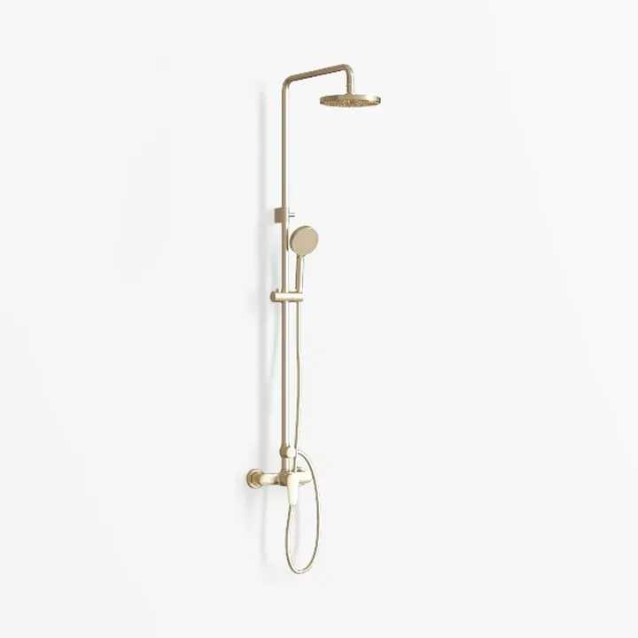Brass Gold Wall Mounted Rainfall Shower System 3D Model