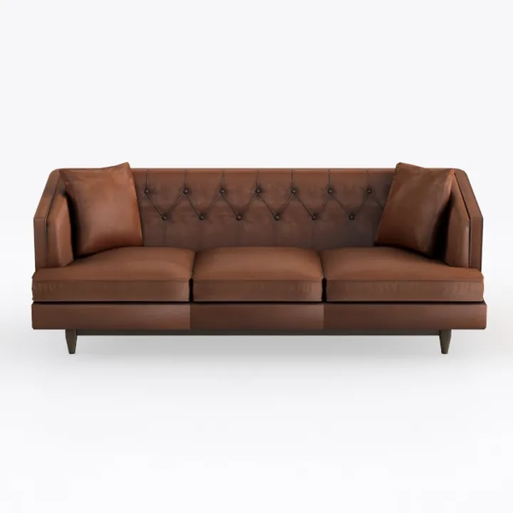 Vintage Tufted Leather Three Seat Sofa 3D Model