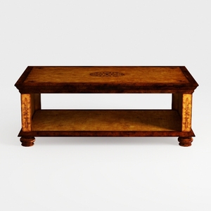 Vintage Solid Wood Two Tier Decorative Coffee Table 3D Model