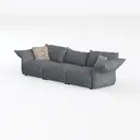 Minimalist Blue Fabric Modular Sectional Sofa 3D Model Left 45 Degree View