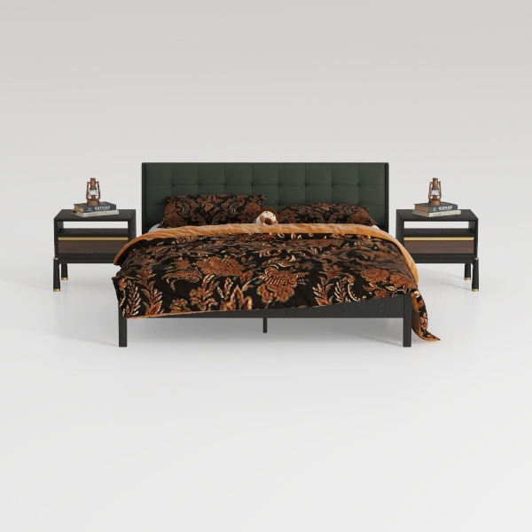 LSIGHTUS Modern Simplicity Black Leather Full Size