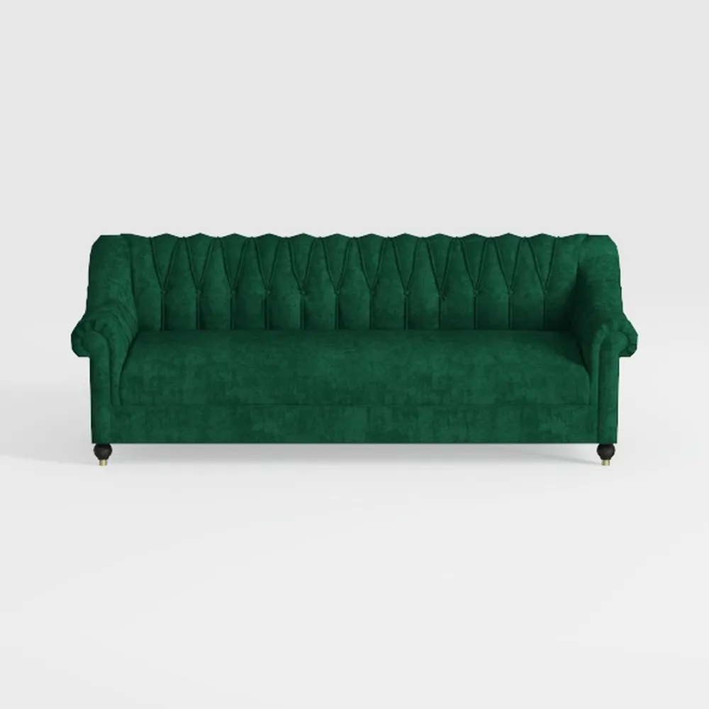 LEVNARY Three-Seat Velvet Sofa, Large Sofa Classic