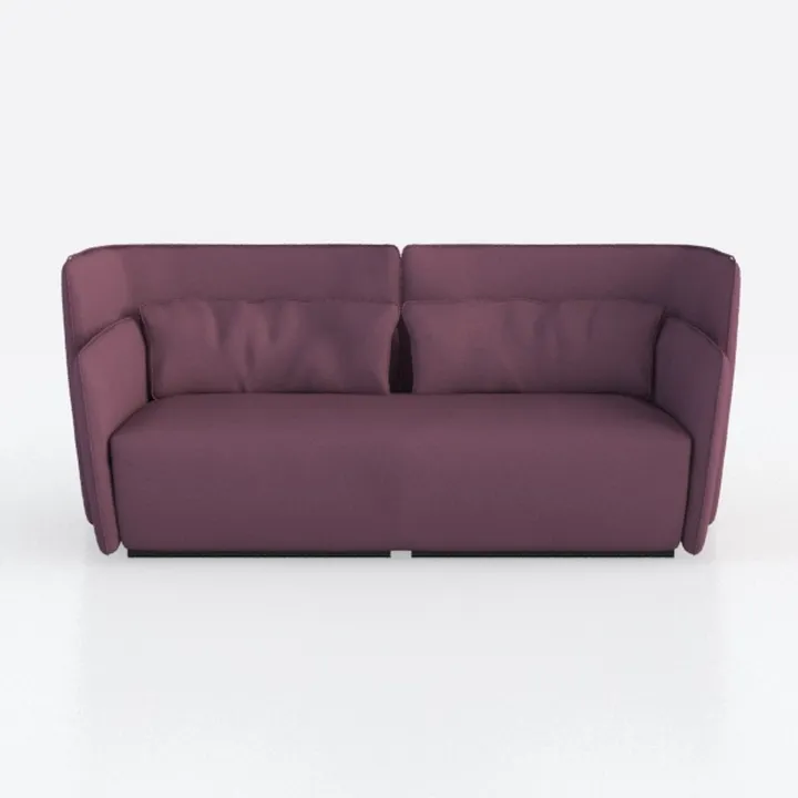 Minimalist Purple Fabric Loveseat Sofa 3D Model