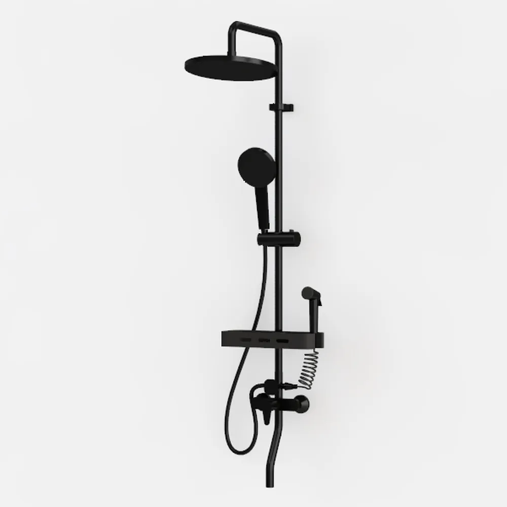 Gabrylly Shower System Black, Wall Mounted Slide