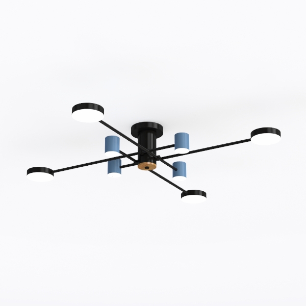 Ceiling light-8373-black+blue 8 heads