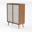 Shintenchi Rattan Buffet Cabinet with Storage Left 45 Degree View