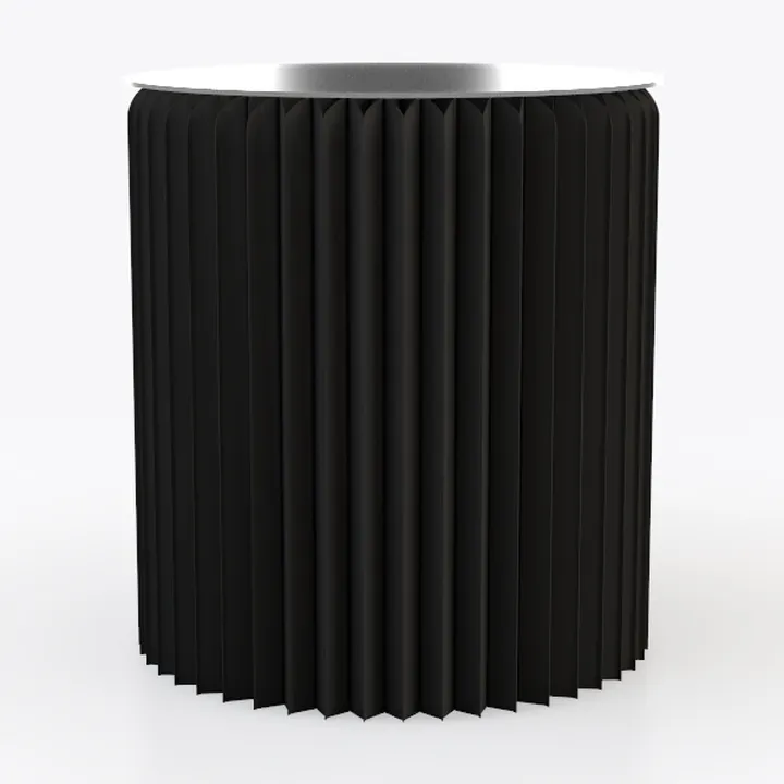 Minimalist Black Fluted Metal Top Side Table 3D Model