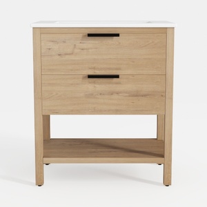 Solid Oak Wood Nightstand Set of 2, Natural Wood