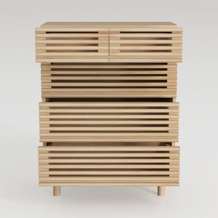 Wooden Fluted Dresser for Bedroom,Modern Wide