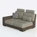 Modern Two Tone Fabric Loveseat Sofa with Decorative Pillows 3D Model Left 45 Degree View
