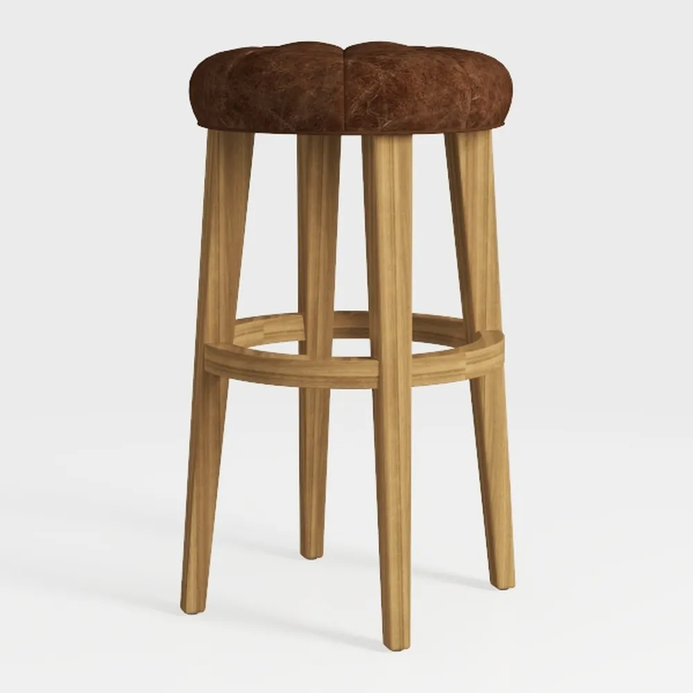 Inspire Q 29.9" Panel Back & Swivel Wood Bar Stool