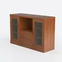 Modern Solid Wood Glass Door Display Cabinet 3D Model Left 45 Degree View