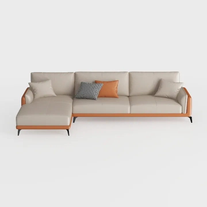 Modern Two Tone Faux Leather L Shape Sectional Sofa 3D Model