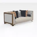 Luxury Modern Tufted Fabric Sofa With Decorative Throw Pillows 3D Model Right 45 Degree View
