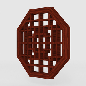Traditional Solid Wood Octagonal Lattice Wall Decor 3D Model