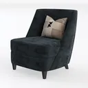 Modern Black Velvet Accent Chair with Decorative Throw Pillow 3D Model Left 45 Degree View