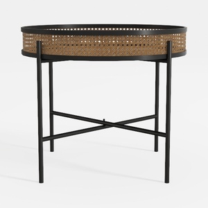 Small Wicker Round End Table, 16.5 in Rattan End