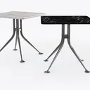 Modern Marble Top Metal Base Square Dining Table 3D Model Right 45 Degree View