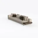 Modern Minimalist Fabric Sectional Sofa With Side Table 3D Model Left 45 Degree View