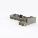Minimalist Fabric L Shaped Sectional Sofa with Throw Pillows 3D Model Left 45 Degree View