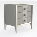 Minimalist Fluted Solid Wood 3 Drawer Nightstand 3D Model Right 45 Degree View