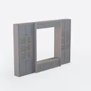 Minimalist Gray Solid Wood Glass Door TV Cabinet Wall Unit 3D Model Right 45 Degree View