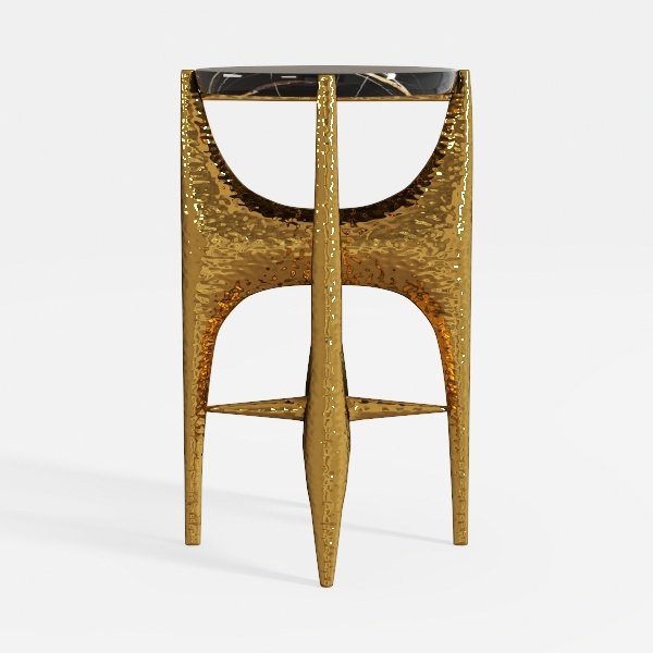 Baldwin 16 in. White and Brown Round Marble Top Si