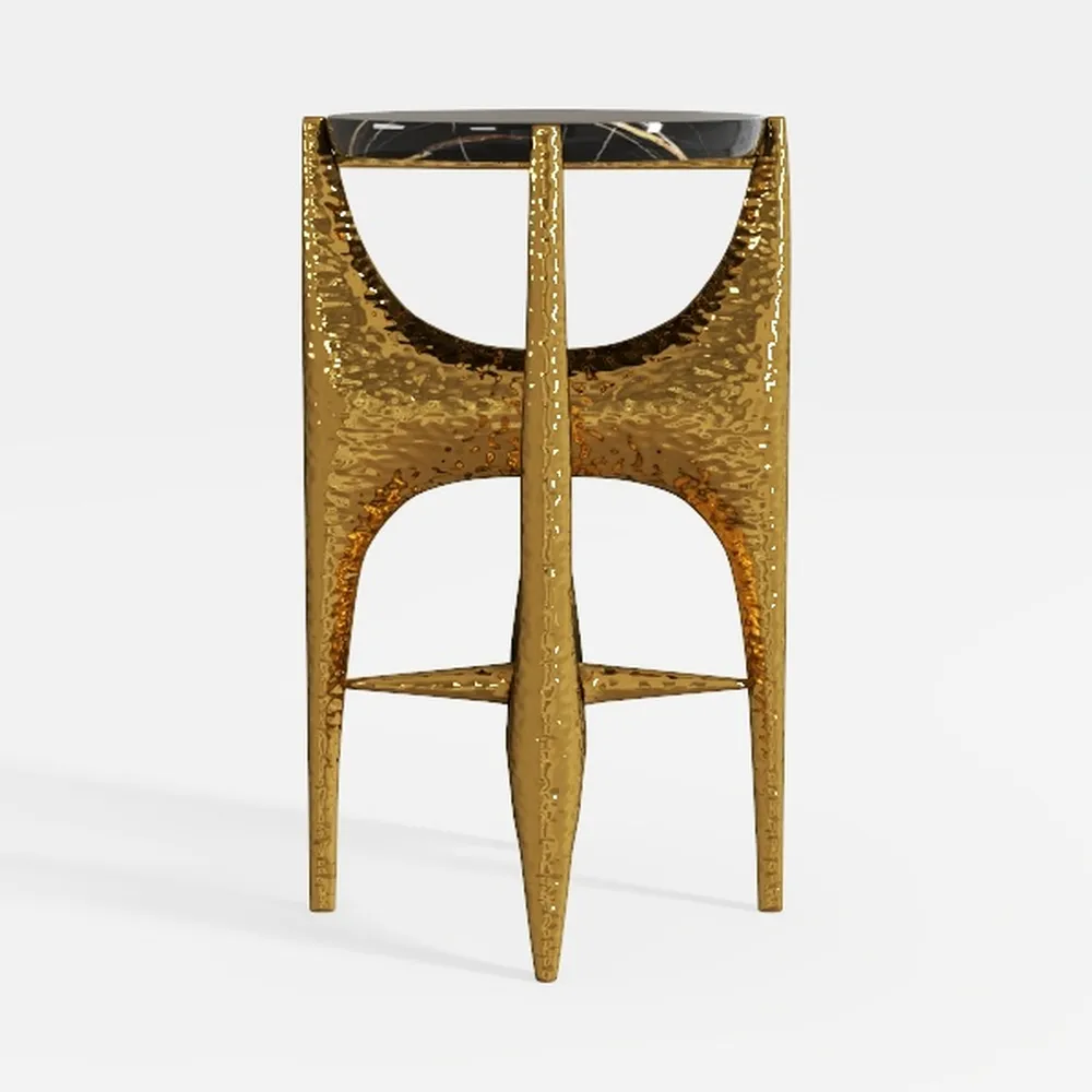 Baldwin 16 in. White and Brown Round Marble Top Si