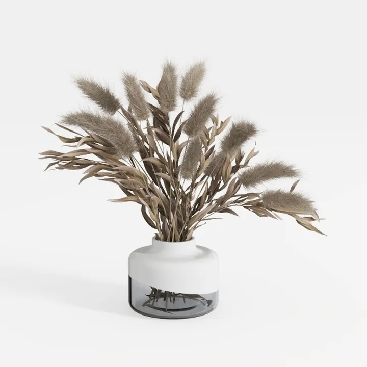 Minimalist Modern Glass Ceramic Dried Flower Vase 3D Model