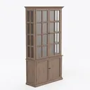 VINGLI Rustic Storage Cabinet with Glass Doors Right 45 Degree View