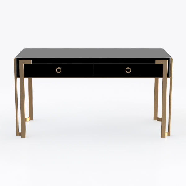 Modern Black Gold Metal Solid Wood Desk 3D Model | Homestyler ...