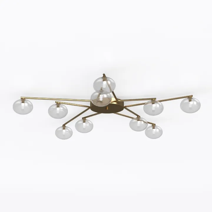 Modern Brass Glass Sputnik Ceiling Chandelier 3D Model