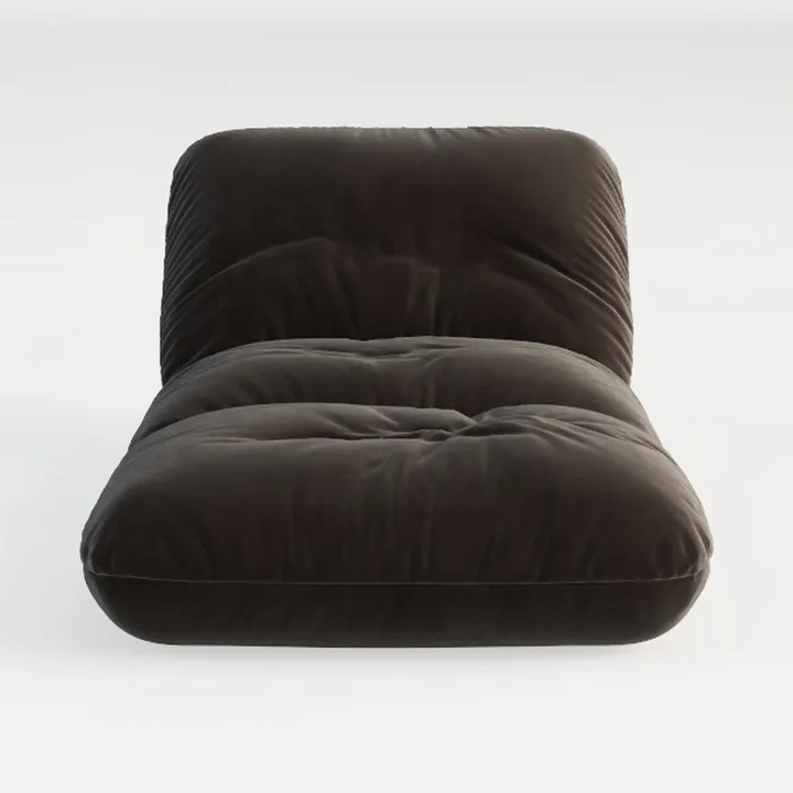 Minimalist Dark Velvet Tufted Armless Lounge Chair 3D Model