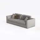Minimalist Fabric Large 3 Seat Sofa With Mixed Throw Pillows 3D Model Left 45 Degree View