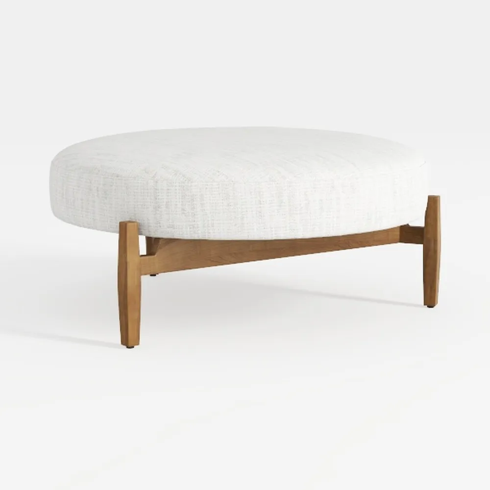 Oval Storage Bench 43.5" Linen Fabric Upholstered